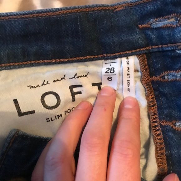 Loft high rise exposed button fly skinny jeans - Picture 2 of 4